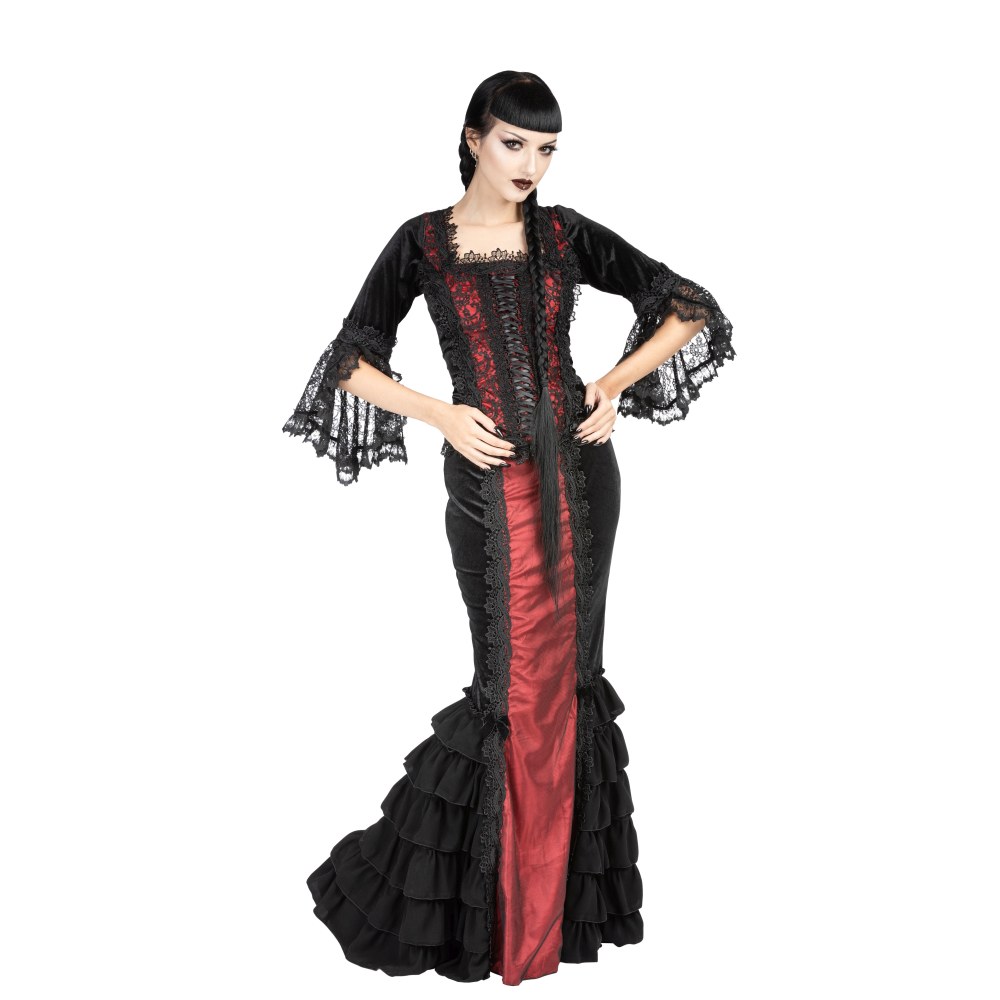 Sinister - 1130 Jupe longue - Noir/Bordeaux rouge